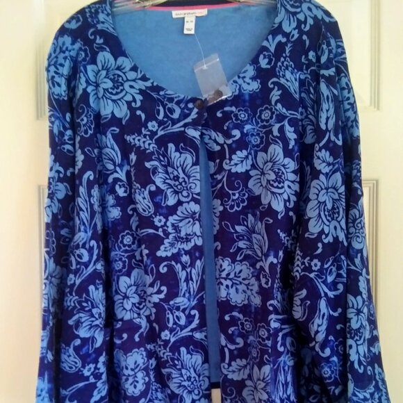 Isaac Mizrahi Live Blue Floral Cardigan Sweater /Shrug- 5X-NWOT - Picture 1 of 4